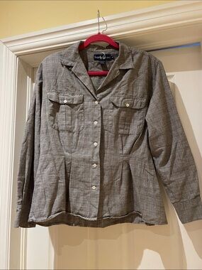 Vintage Ralph Lauren Prince Of Wales Plaid Utility Shirt Heritage 12